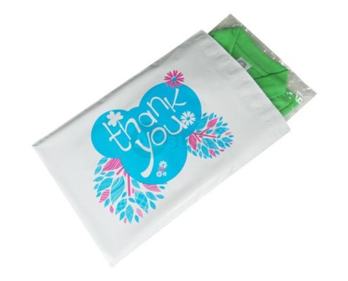 Blue Colored Thank You Design Poly Mailers